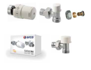 Zestaw termostatyczny ARCO TEIDE TERMO PLUS 1/2 x 16 kątowy, głowica, zawór termostatyczny i powrotny KCT03