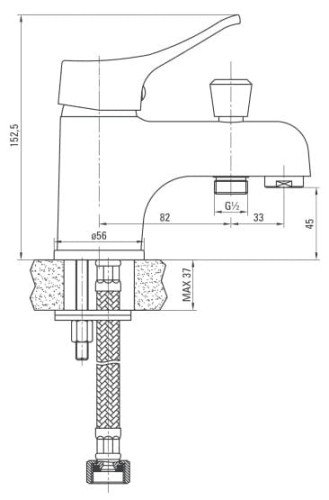 Bateria wannowa NEO JOKO, stojąca, 1 - otworowa, chrom BOJ 016L