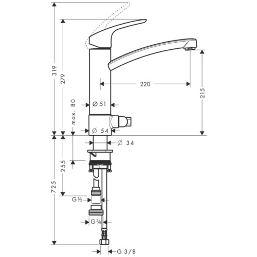 Bateria kuchenna HANSGROHE FOCUS z zaworem do zmywarki, chrom 31803000