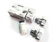 Zestaw termostatyczny ARCO 1/2" kątowy głowica, zawór termostatyczny i powrotny KCT01