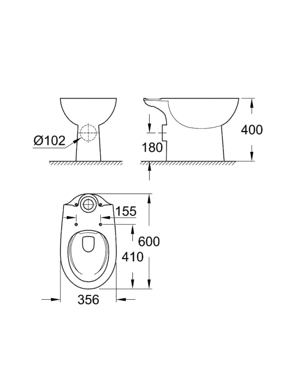 Miska kompaktowa GROHE BAU CERAMIC Uniwersalna, bez kołnierza, biały 39349000
