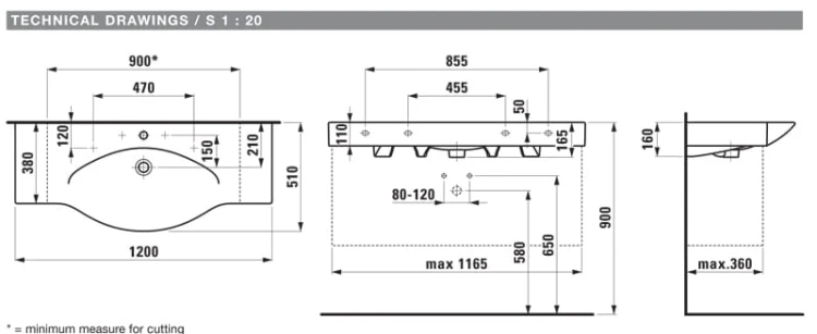 Umywalka LAUFEN PALACE 120x51cm, biała H811704000104