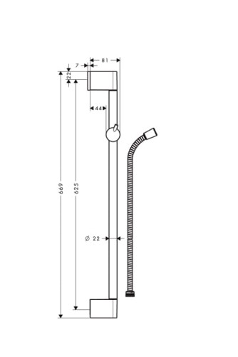 Drążek prysznicowy HANSGROHE UNICA CROMETTA 65cm bez węża, chrom 27615000
