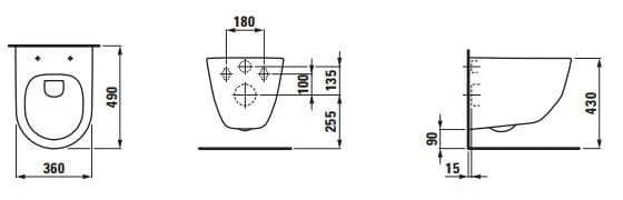 Miska wisząca WC LAUFEN PRO rimless 360x490, biała H8209650000001