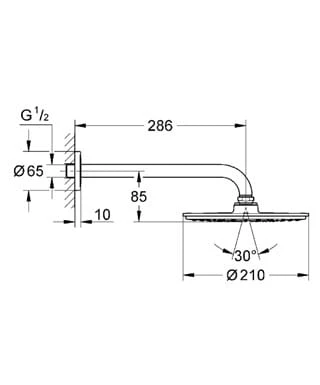 Głowica deszczowa GROHE RAINSHOWER COSMOPOLITAN 210, ramię 28.5cm, chrom 26052000