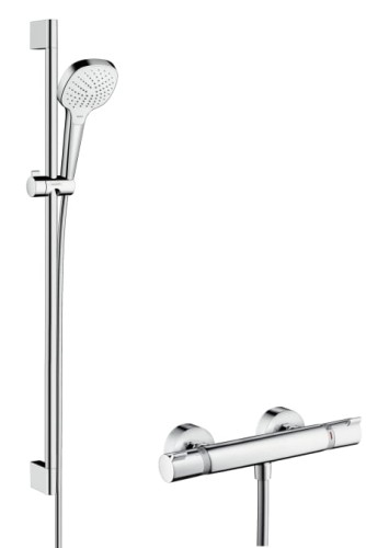 Bateria natryskowa HANSGROHE ECOSTAT COMFORT z termostatem + zestaw Croma SELECT E Vario 90cm, chrom/biały 27082400