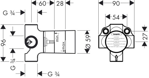 Zawór HANSGROHE QUATTRO podtynkowy, DN20, el. wewnętrzny (podtynkowy) 15930180