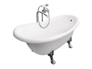 Wanna wolnostojąca BESCO OTYLIA 160x77cm, z chromowanymi nogami, biała WKO-160W+CH