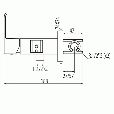 Bateria bidetowa TRES CUADRO podtynkowa, chrom 00612301