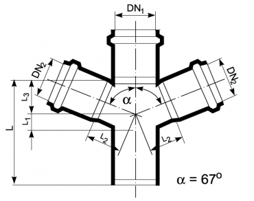 Czwórnik MAGNAPLAST ULTRA dB 110x100x110x67° kanalizacja wewnętrzna niskoszumowa 146900