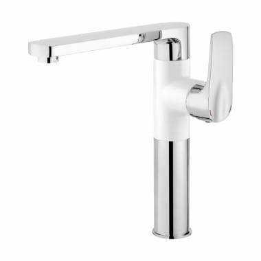 Bateria kuchenna DEANTE GARDENIA stojąca z prostokątną wylewką chrom/ biały BEG W630