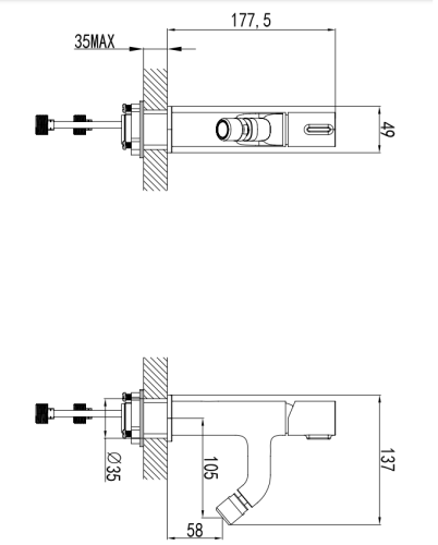 Bateria bidetowa F-DESIGN MEANDRO chrom FD1-MDR-6-11