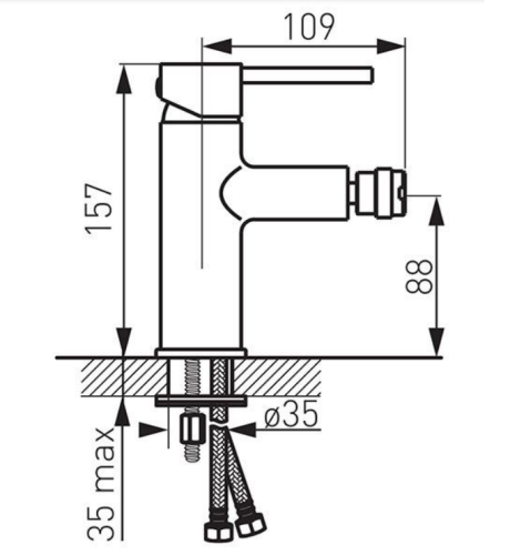 Bateria bidetowa F-DESIGN FLUSSO chrom FD1-FLS-6-11