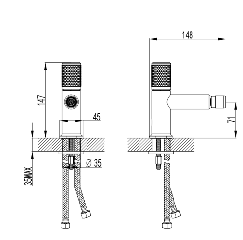 Bateria bidetowa F-DESIGN ARDESIA różowe złoto/czarny FD1-ARD-6-25