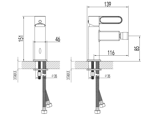 Bateria bidetowa F-DESIGN ZAFFIRO różowe złoto/czarny FD1-ZFR-6-25