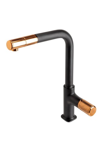 Bateria kuchenna F-DESIGN ARDESIA z wyciąganą wylewką, różowe złoto/czarny FD1-ARD-8-25