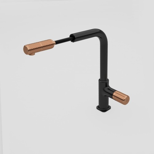 Bateria kuchenna F-DESIGN ARDESIA z wyciąganą wylewką, różowe złoto/czarny FD1-ARD-8-25
