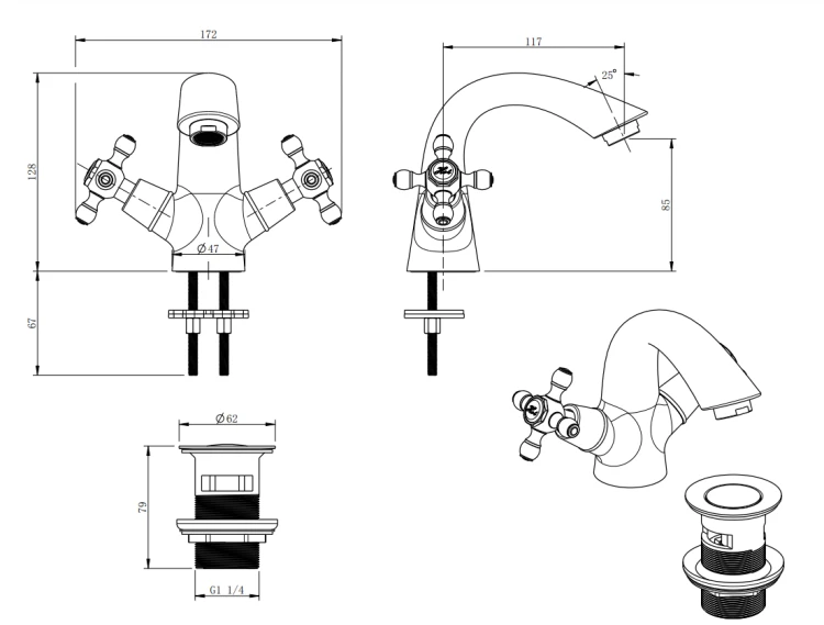 Bateria umywalkowa F-DESIGN LACRIMA stary brąz FD1-LRA-2-66