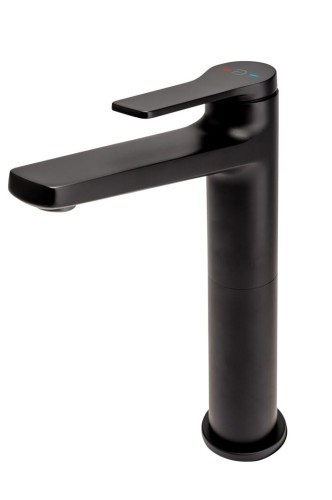 Bateria umywalkowa F-DESIGN SEPPIA z korkiem click-clack, czarna FD1-SPA-2L-22