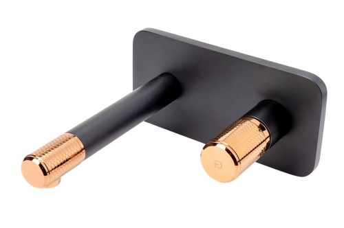 Bateria umywalkowa F-DESIGN ARDESIA podtynkowa, różowe złoto/czarny FD1-ARD-3PA-25