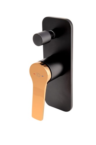 Bateria prysznicowa F-DESIGN SEPPIA podtynkowa, różowe złoto/czarny FD1-SPA-7P-25