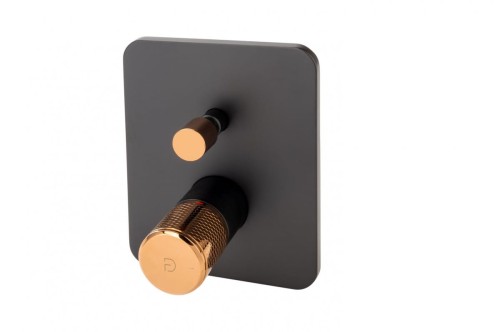 Bateria prysznicowa F-DESIGN ARDESIA podtynkowa, różowe złoto/czarny FD1-ARD-7P-25