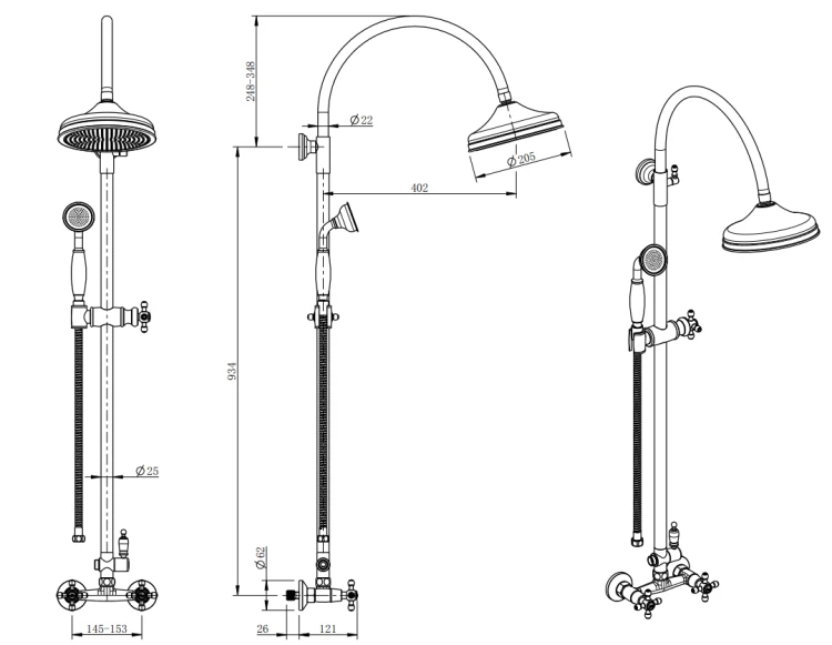 Komplet prysznicowy F-DESIGN LACRIMA stary brąz FD1-LRA-7SET1-66
