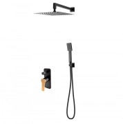 Komplet prysznicowy F-DESIGN SEPPIA podtynkowy, różowe złoto/czarny FD1-SPA-7PSET-25