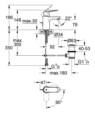 Bateria umywalkowa GROHE EUROSMART COSMOPOLITAN chrom 2337700E