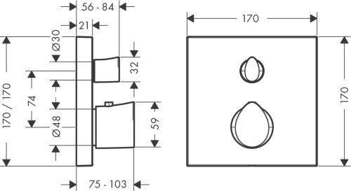 Bateria wannowa AXOR STARCK ORGANIC z termostatem, el.zew, z zaworem odc.-przeł., chrom 12716000