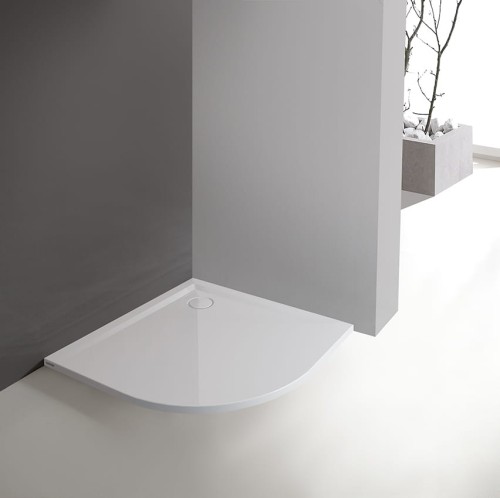 Brodzik półokrągły SANPLAST SPACE MINERAL 90x90x1,5cm, mineralny, biały, pro safe 645290043001002