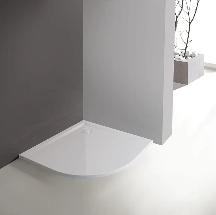 Brodzik półokrągły SANPLAST SPACE MINERAL 90x90x1,5cm, mineralny, biały, pro safe 645290043001002