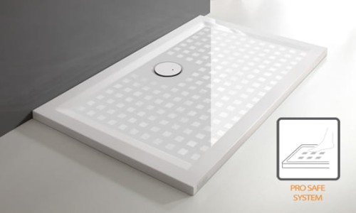 Brodzik prostokątny SANPLAST SPACE MINERAL 80x90x1,5cm, mineralny, biały, pro safe 645290032001002