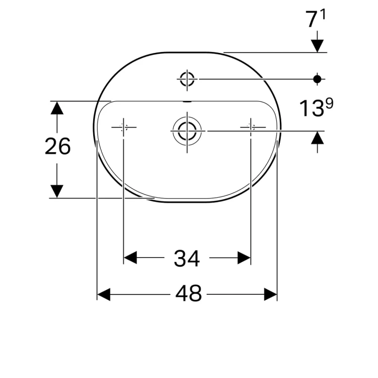 Umywalka nablatowa KOŁO VARIFORM 50cm eliptyczna, biała 500.775.01.6