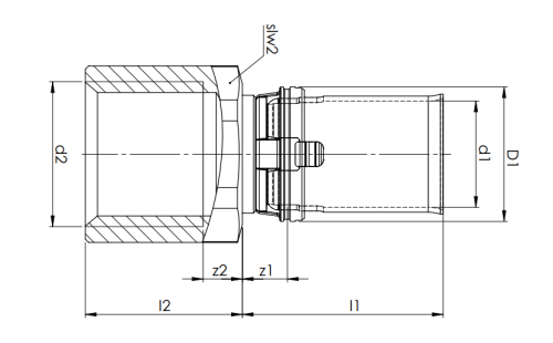 Złączka przejściowa COMAP MultiSkin 50x1 1/2GW mosiężna 7270GW50112
