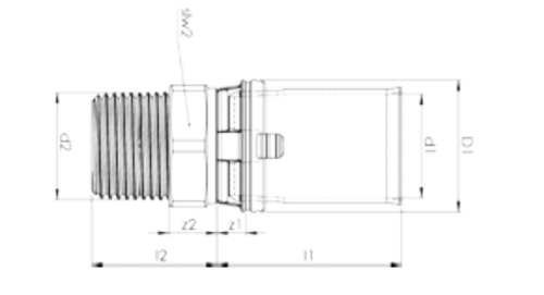 Złączka przejściowa COMAP MultiSkin 16x1/2GZ mosiężna 7243GW1612