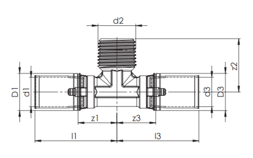 Trójnik przejściowy COMAP MultiSkin 16x1/2GZ mosiężny 7132GW161216