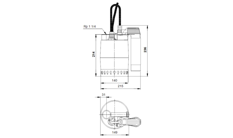 Pompa zatapialna GRUNDFOS KP150-AV1, (kabel 10m) 011H1900