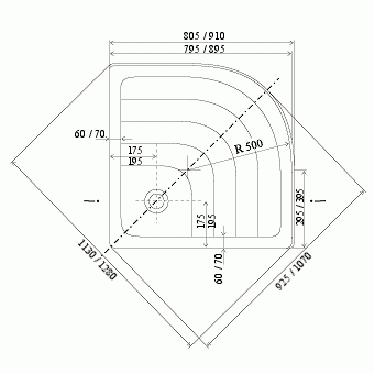 Brodzik półokrągły RAVAK RONDA PU 80x9cm biały A204001120