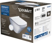 Zestaw DURAVIT DURASTYLE: miska wisząca, rimless + deska wolnoopadająca, WonderGliss, biały 45510900A11