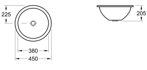 Umywalka podblatowa VILLEROY&BOCH LOOP&FRIENDS Fi 38cm, bez otworu, biała ceramicplus 618038R1