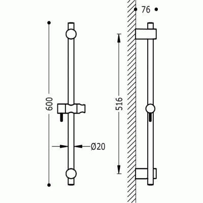 Drążek natryskowy PRACTIC-MAX 60cm chrom 161835