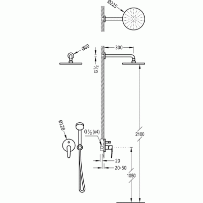 Zestaw prysznicowy FLAT TRES podtynkowy chrom 204.180.02