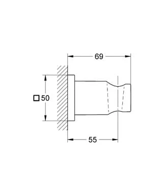 Uchwyt natryskowy GROHE RAINSHOWER ścienny z kwadratową rozetą stały chrom 27075000