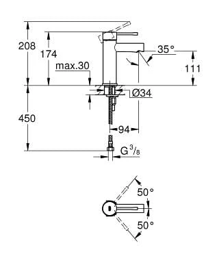 Bateria umywalkowa GROHE ESSENCE bez korka chrom 34294001