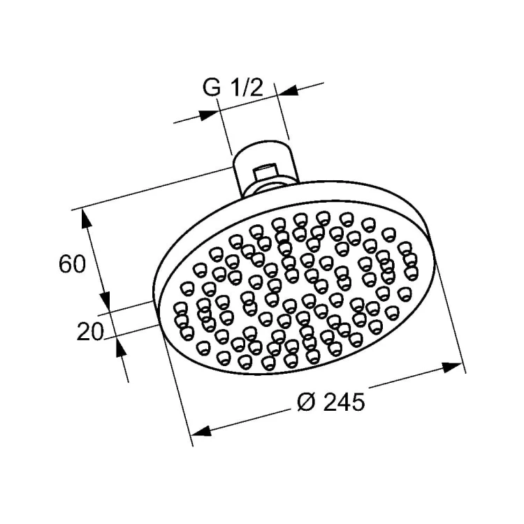 Głowica natryskowa KLUDI A-QAi DN 15 fi 245mm, z przegubem kulowym, chrom 6651105-00