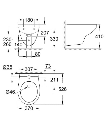 Bidet wiszący GROHE BAU CERAMIC biały 39433000