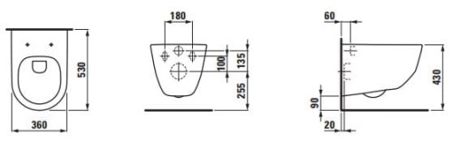 Miska wisząca WC LAUFEN PRO rimless 360x530, biała H8209660000001