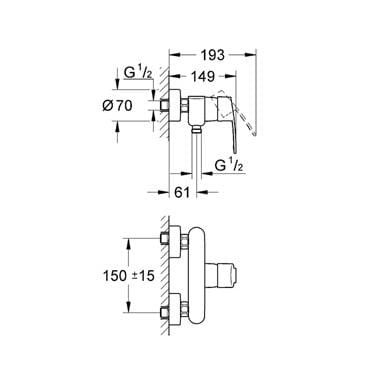 Bateria natryskowa GROHE EUROSTYLE COSMOPOLITAN chrom 33590002