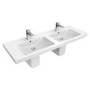 Umywalka VILLEROY&BOCH SUBWAY 2.0 130x47cm, meblowa, podwójna, z 2 otworami, biała ceramicplus 7175D0R1